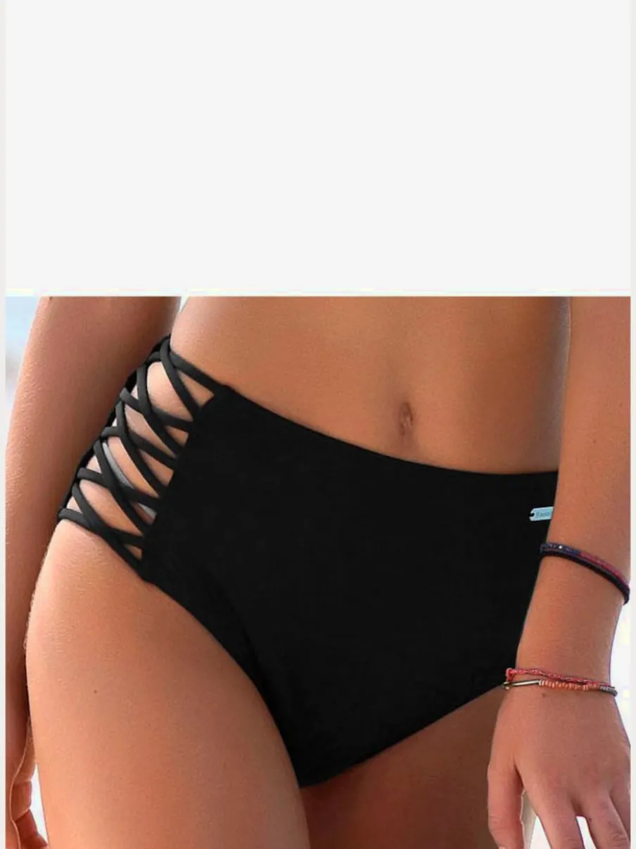 Bas de maillot de bain taille haute à bandes croisées sur les côtés