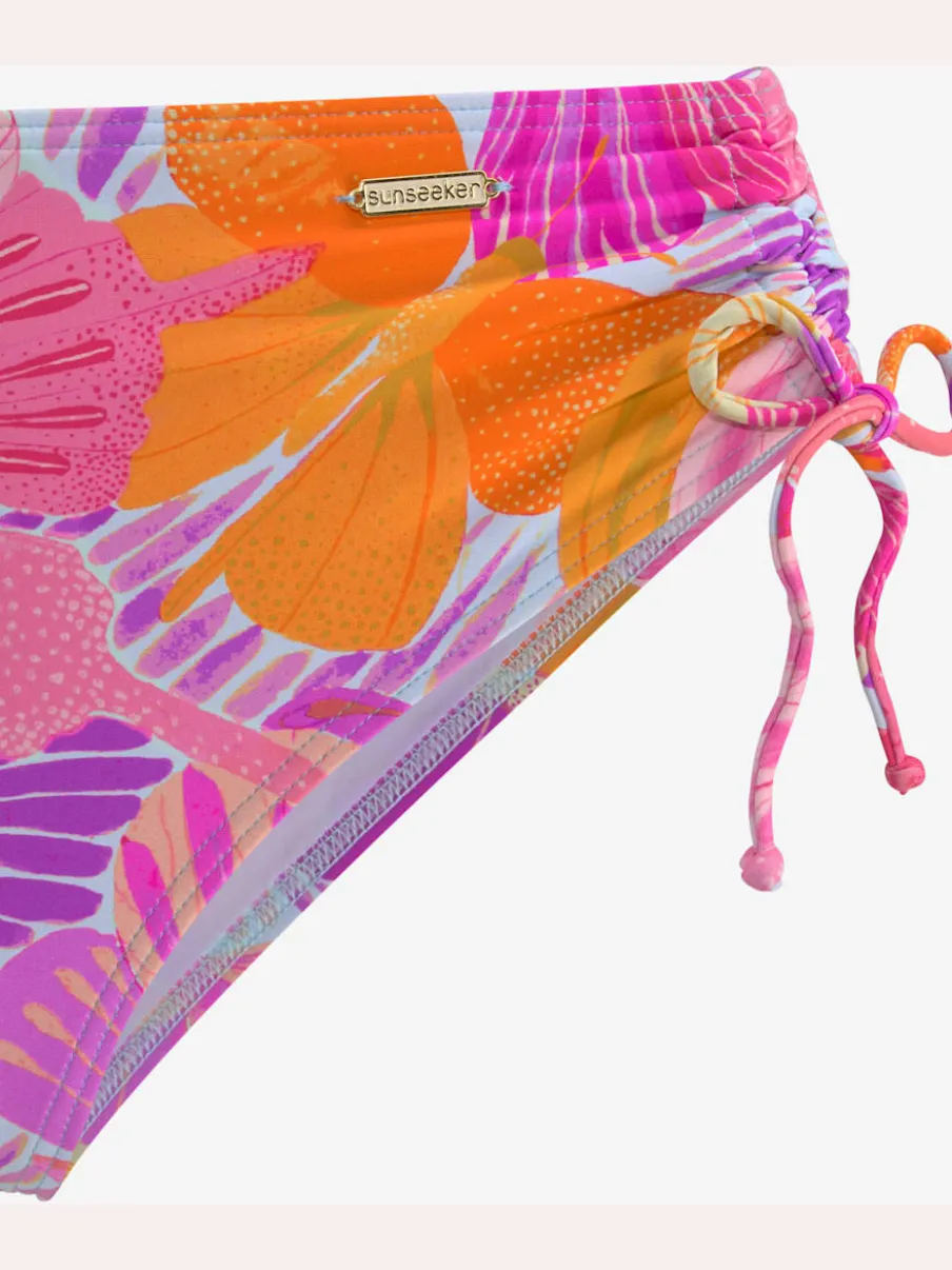 Bas de maillot de bain taille haute avec motif tropical et réglable