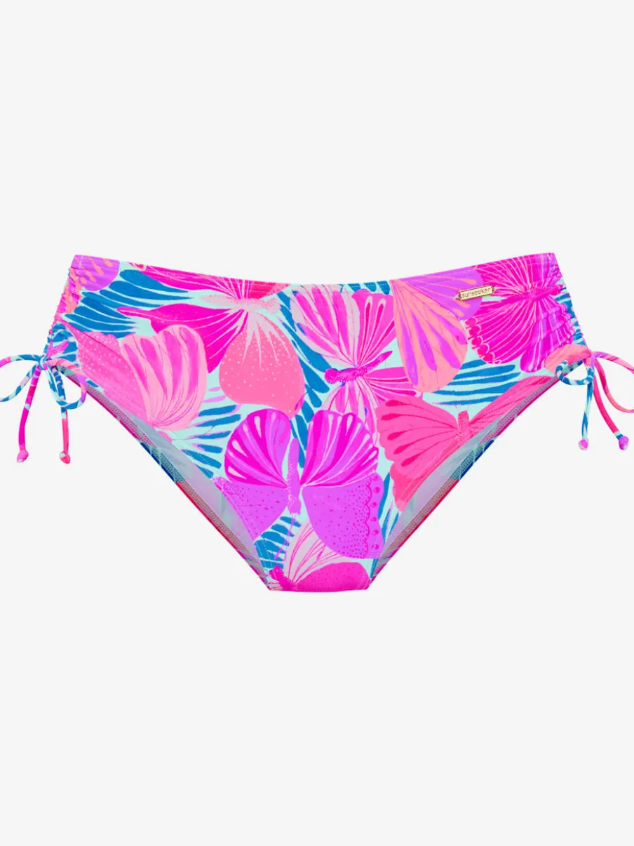 Bas de maillot de bain taille haute avec motif tropical et réglable