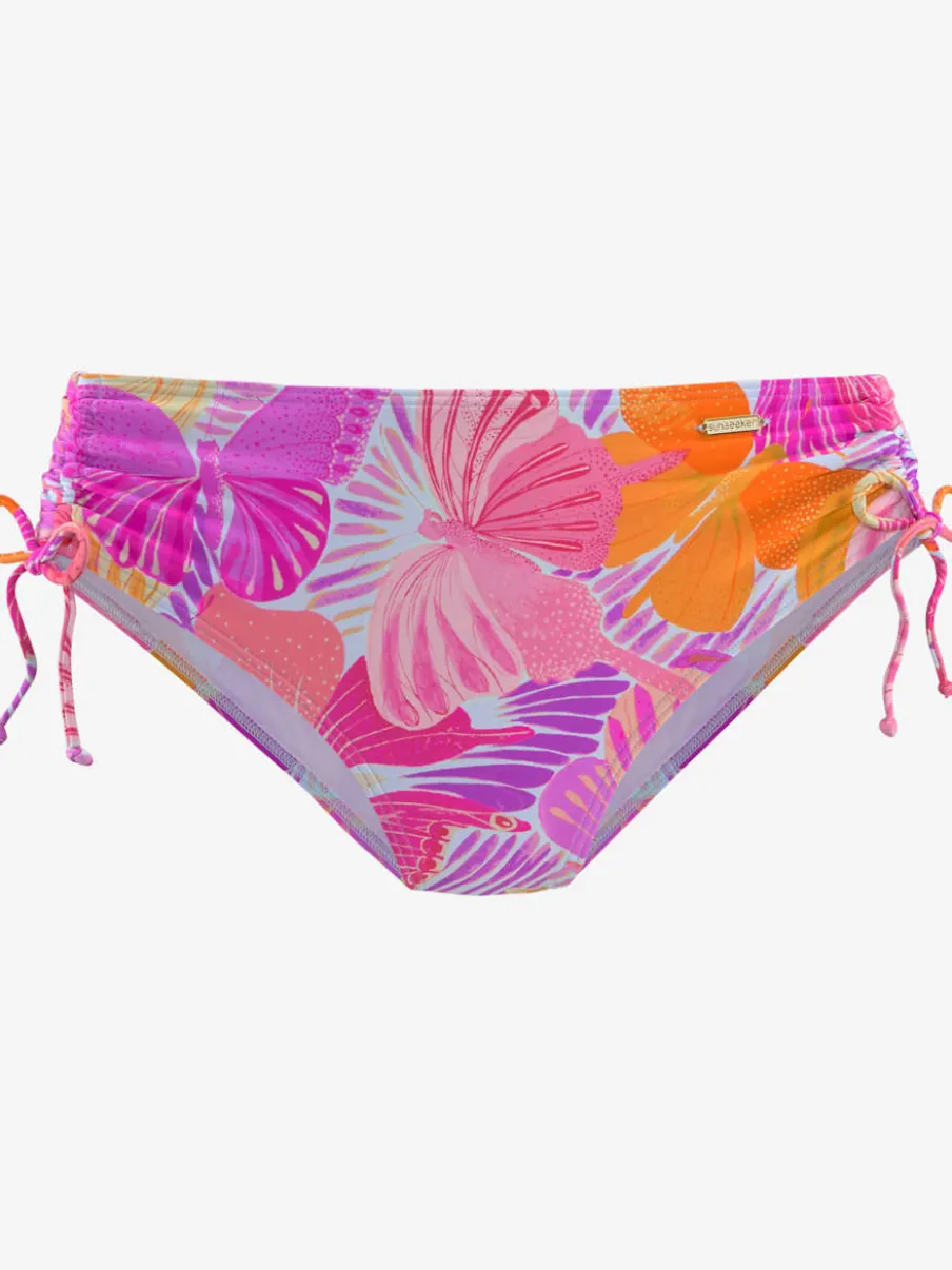 Bas de maillot de bain taille haute avec motif tropical et réglable
