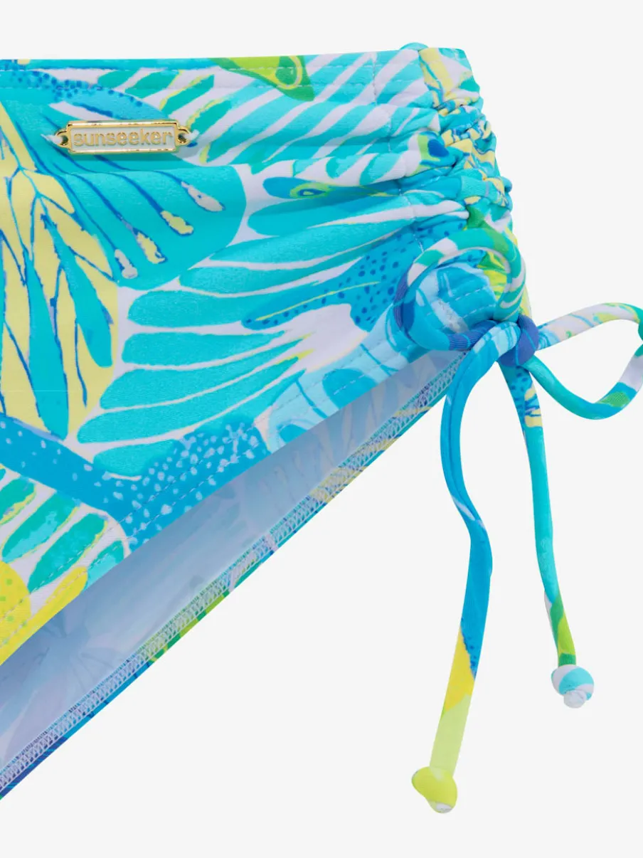 Bas de maillot de bain taille haute avec motif tropical et réglable