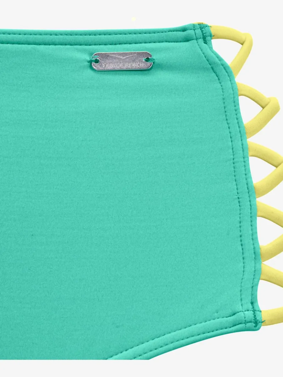 Bas de maillot de bain taille haute avec bandes croisées et finition douce