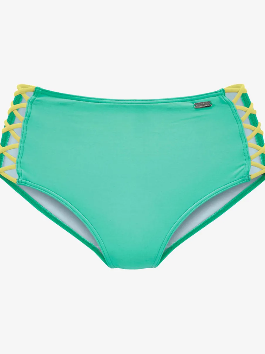 Bas de maillot de bain taille haute avec bandes croisées et finition douce