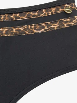 Bas de maillot de bain taille haute avec empiècements léopard et détails en matière durable