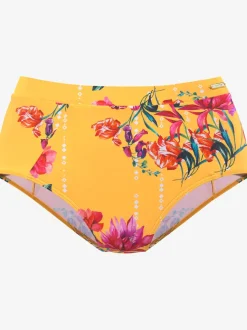 Bas de maillot de bain taille haute à motifs floraux en microfibre douce