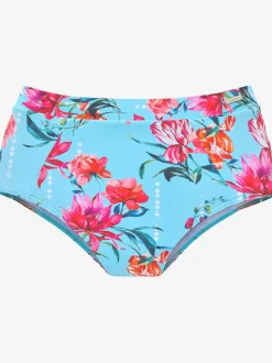 Bas de maillot de bain taille haute à motifs floraux en microfibre douce