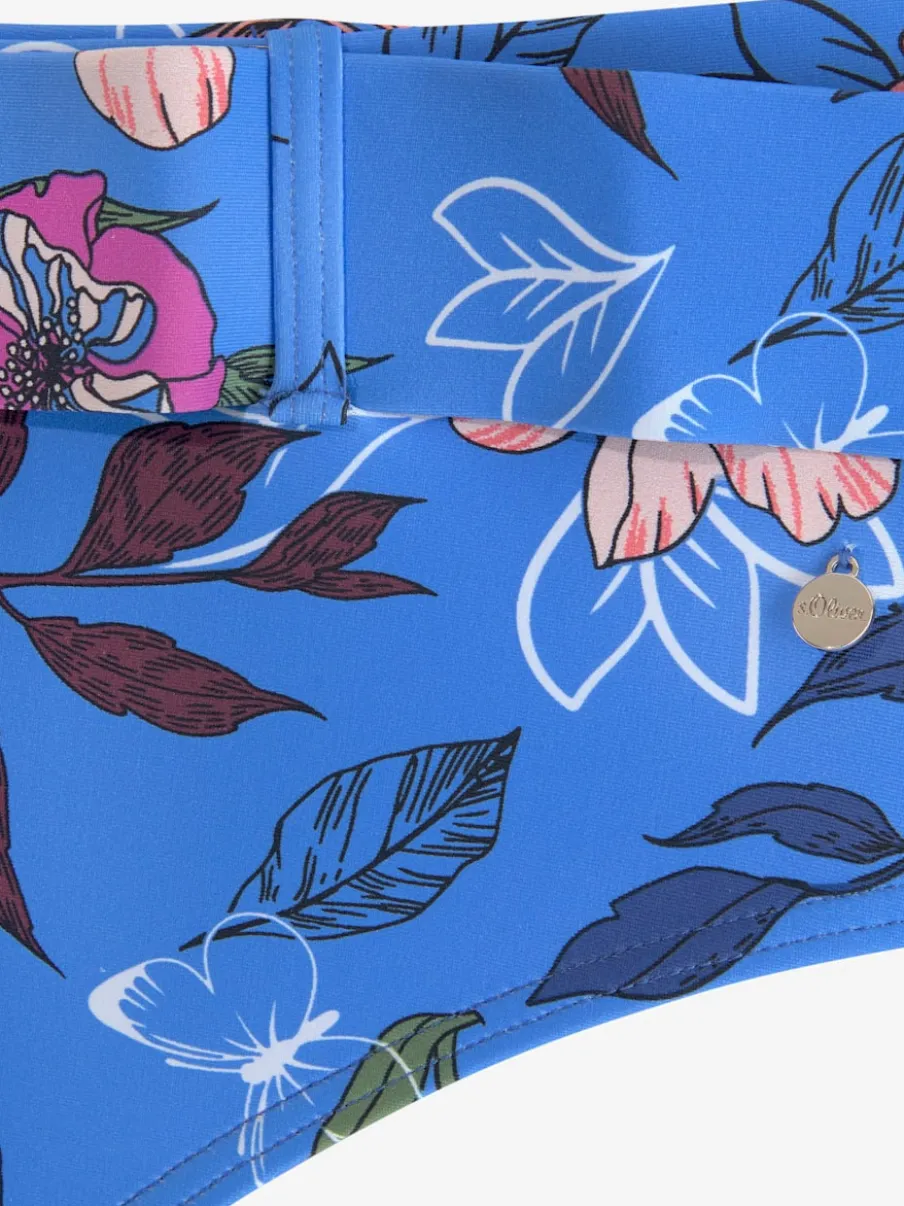 Bas de maillot de bain taille haute à imprimé floral avec ceinture décorative