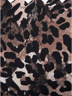 Bas de maillot de bain taille haute en microfibre avec imprimé léopard