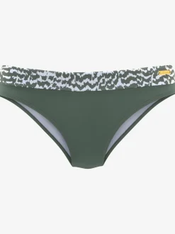 Bas de maillot de bain uni avec ceinture imprimée en polyamide recyclé