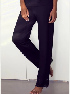 Bas de pyjama pantalon de nuit long avec détails en dentelle