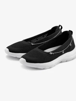 Baskets chaussures en textiles, chaussures en tissu avec chaîne décorative raffinée amovible pour un look personnalisé