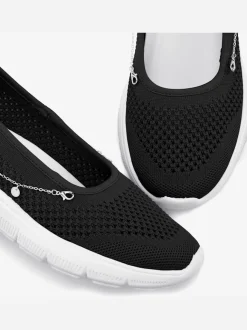 Baskets chaussures en textiles, chaussures en tissu avec chaîne décorative raffinée amovible pour un look personnalisé