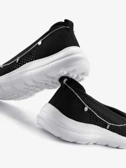 Baskets chaussures en textiles, chaussures en tissu avec chaîne décorative raffinée amovible pour un look personnalisé