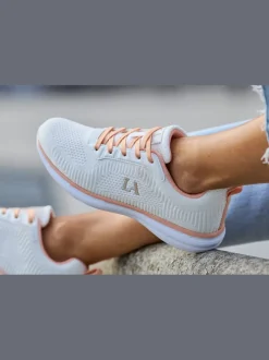 Baskets chaussures en textile, chaussures en tissu avec détails contrastés pour un look raffiné
