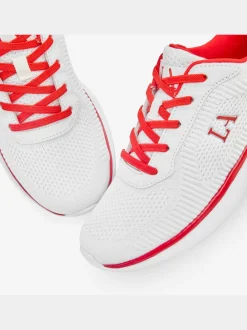 Baskets chaussures en textile, chaussures en tissu avec détails contrastés pour un look raffiné