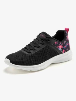 Baskets chaussures en textile, chaussures en tissu avec imprimé floral tendance et élégant