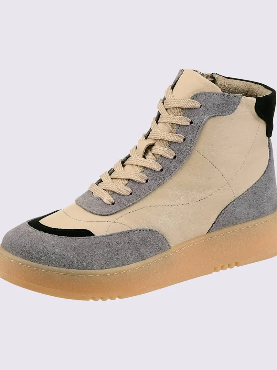 Baskets cuir de bœuf nappa et velours