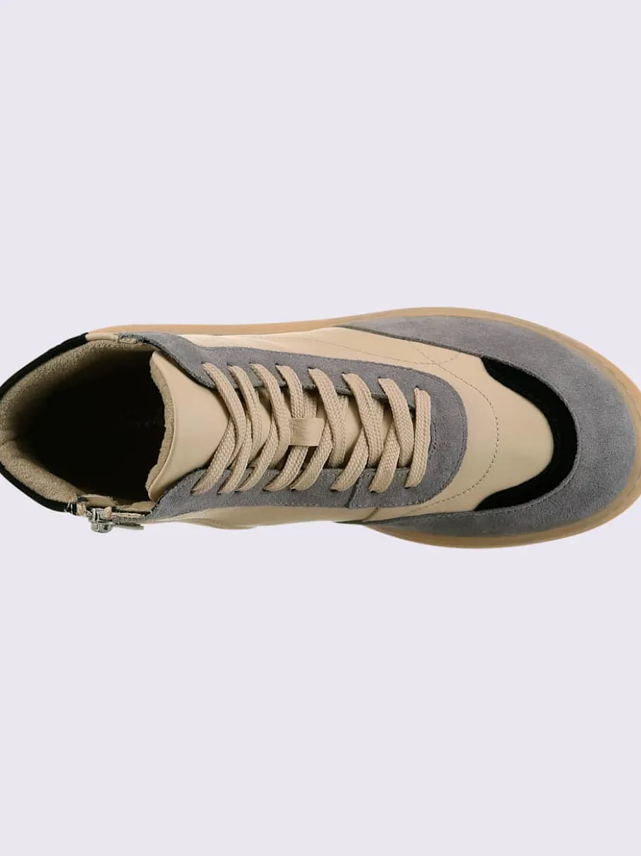 Baskets cuir de bœuf nappa et velours