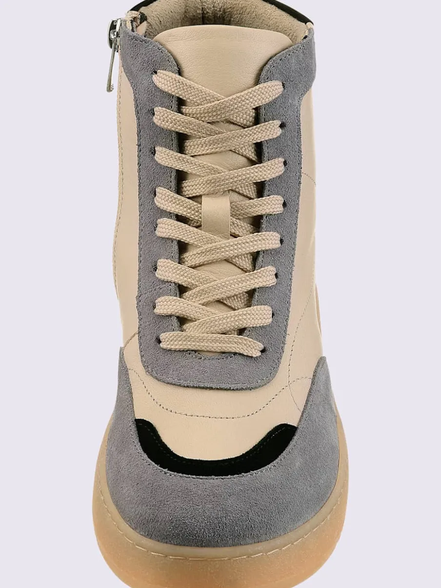 Baskets cuir de bœuf nappa et velours