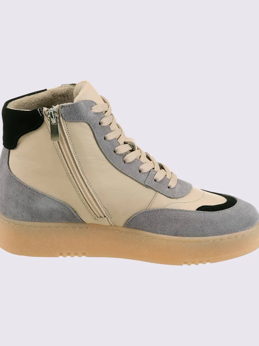 Baskets cuir de bœuf nappa et velours
