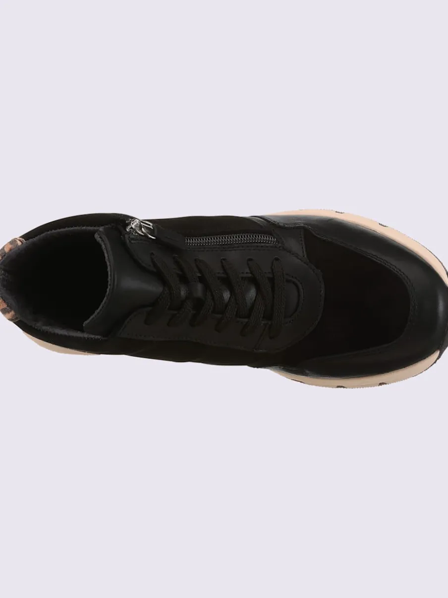 Baskets cuir de bœuf nappa et velours