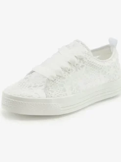 Baskets sneakers d'été légères avec dentelle tendance et élégante et semelle légèrement compensée