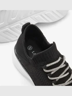 Baskets sneakers en textile avec laçage brillant tendance