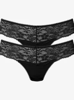 Beau string avec large ceinture de dentelle nuance