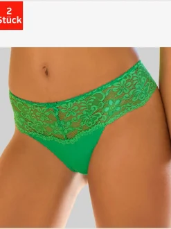Beau string avec large ceinture de dentelle nuance
