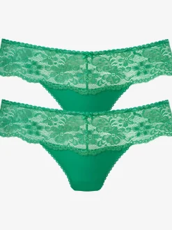 Beau string avec large ceinture de dentelle nuance