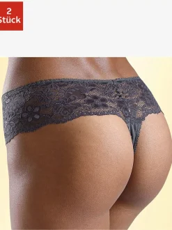 Beau string avec large ceinture de dentelle nuance
