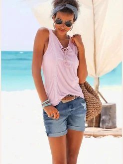 Bermudas en jean effet déchiré coupe cinq poches recyclé