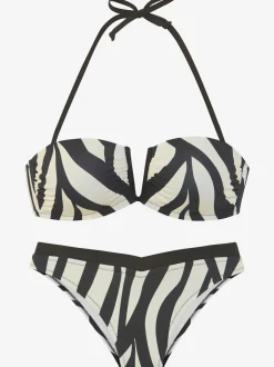 Bikini bandeau au design animal avec bretelles amovibles