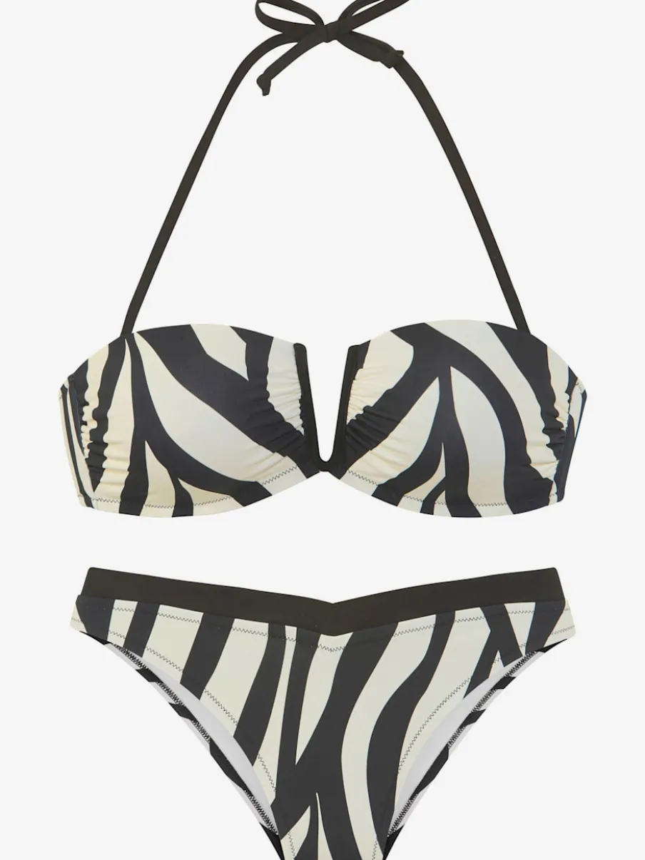 Bikini bandeau au design animal avec bretelles amovibles