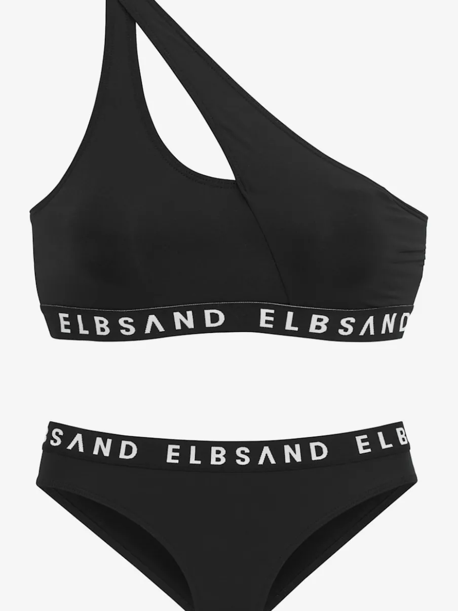 Bikini bustier asymétrique avec ruban élastique et bonnets amovibles