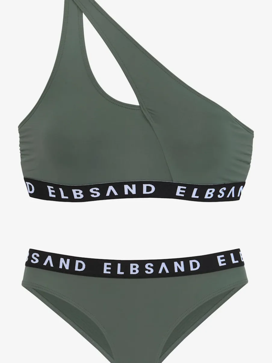 Bikini bustier asymétrique avec ruban élastique et bonnets amovibles