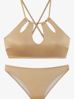 Bikini bustier avec bonnets amovibles et perles décoratives