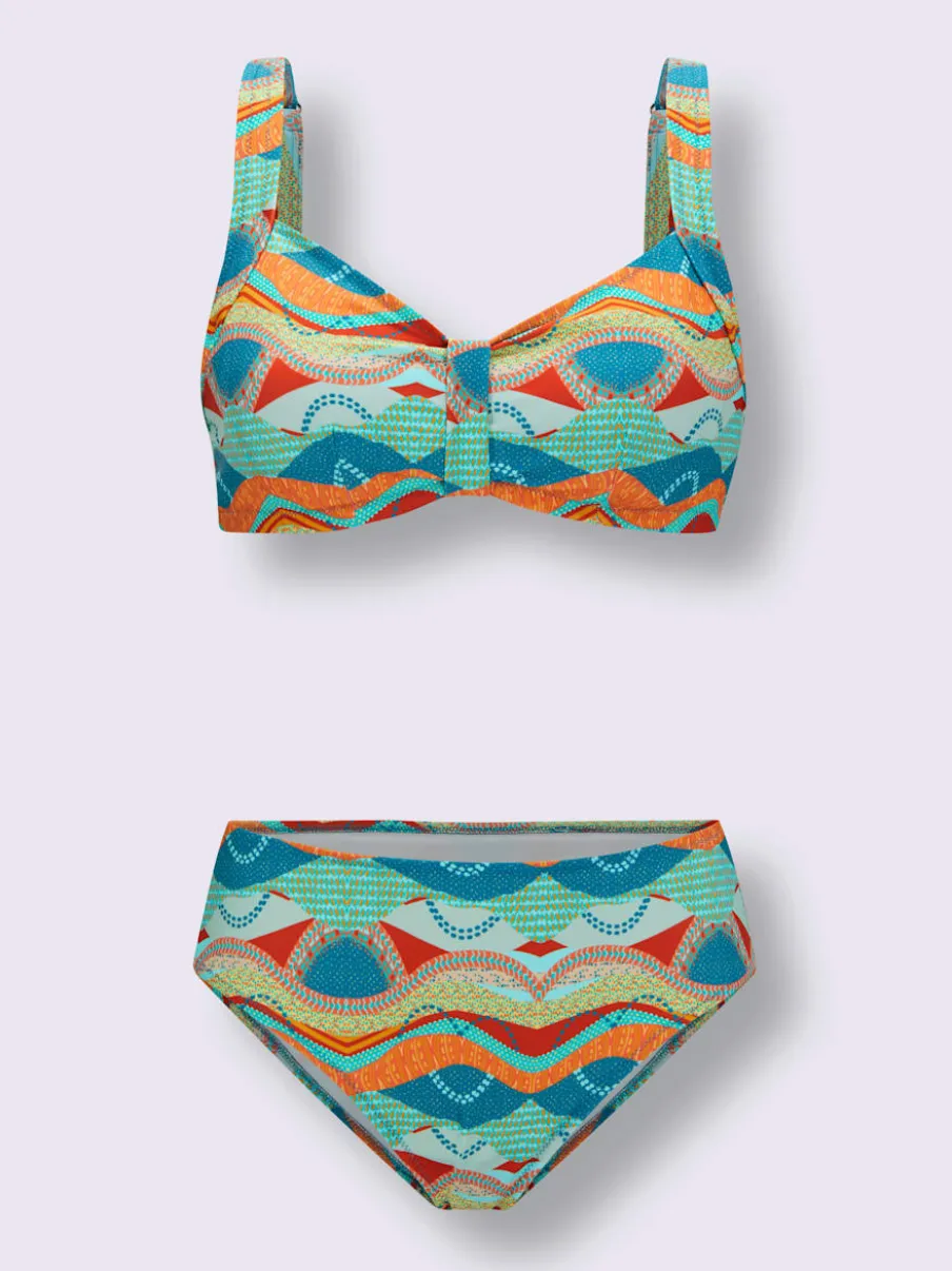 Bikini imprimé avec bonnets doux et bretelles réglables