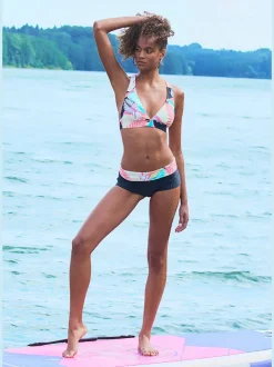 Bikini mini-short imprimé avec ceinture unique et matière recyclée