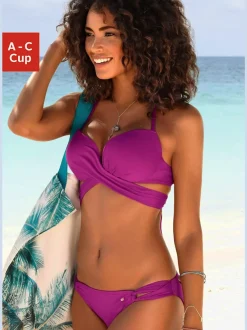 Bikini push-up avec bonnets doublés et ruban noué
