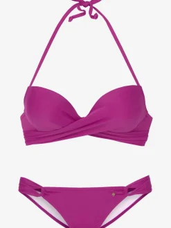 Bikini push-up avec bonnets doublés et ruban noué