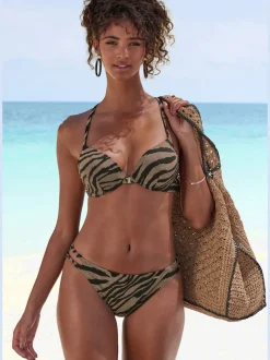 Bikini push-up avec matière structurée rayée et détails chic