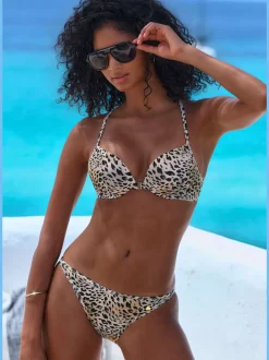 Bikini push-up à imprimé animal avec bonnets rembourrés et renfort intégré