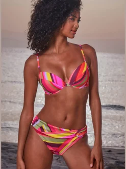 Bikini push-up à imprimé graphique avec bonnets rembourrés et ceinture à revers