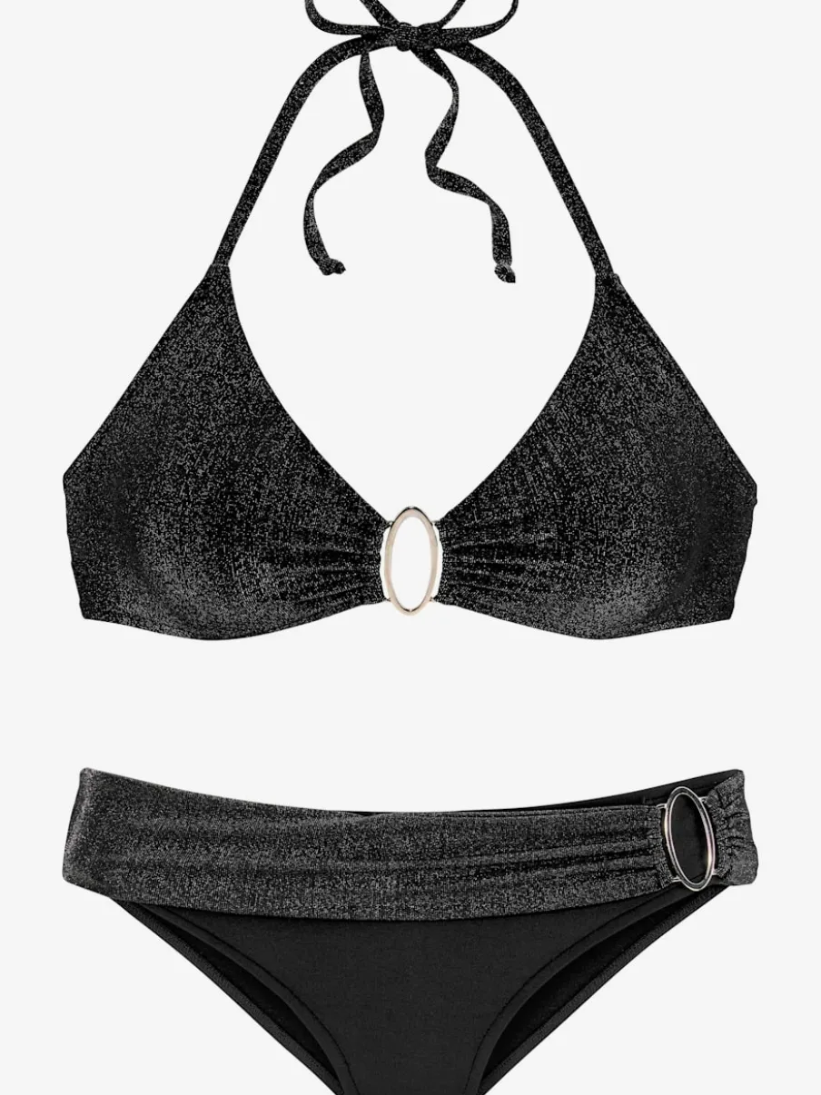 Bikinis triangle avec bonnets amovibles et ceinture brillante