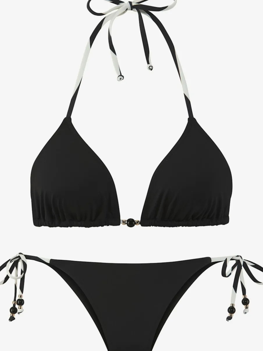 Bikinis triangle à nouer avec détails contrastés raffinés