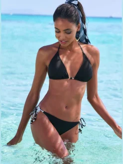 Bikinis triangle à nouer avec détails contrastés raffinés