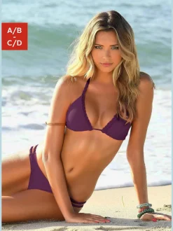 Bikini triangle ajustable avec détails tressés et bonnets amovibles