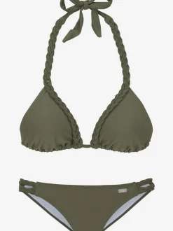 Bikini triangle ajustable avec détails tressés et bonnets amovibles