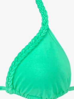 Bikini triangle ajustable avec détails tressés et bonnets amovibles